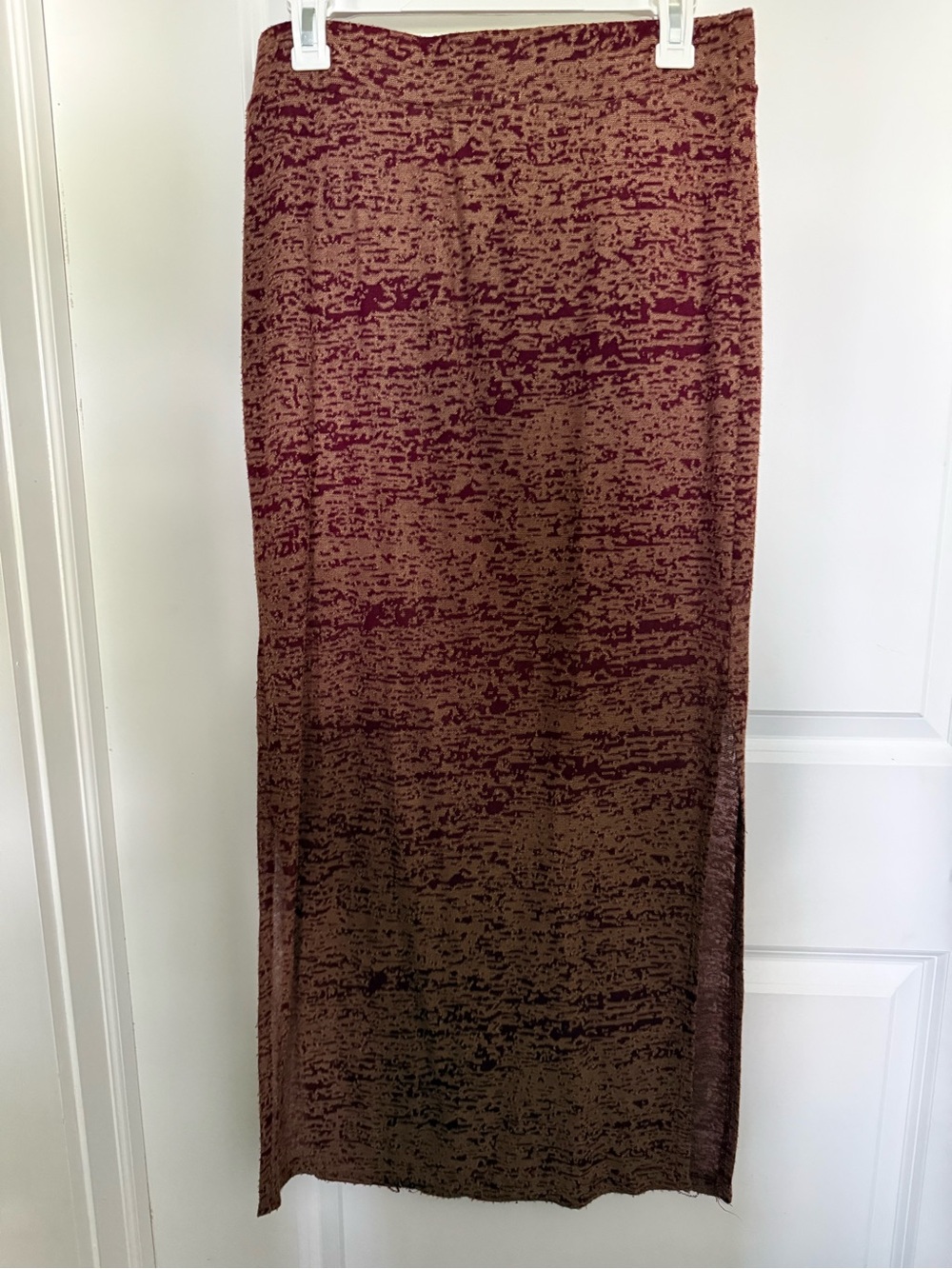 Lily White Maroon and Brown Textured Maxi Skirt